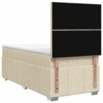vidaXL Posteľ boxspring s matracom Krémová 90 x 200 cm Látka – Obrázok 8