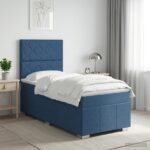vidaXL Posteľ boxspring s matracom Modrá 90 x 200 cm Látka