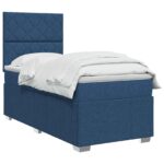 vidaXL Posteľ boxspring s matracom Modrá 90 x 200 cm Látka – Obrázok 3