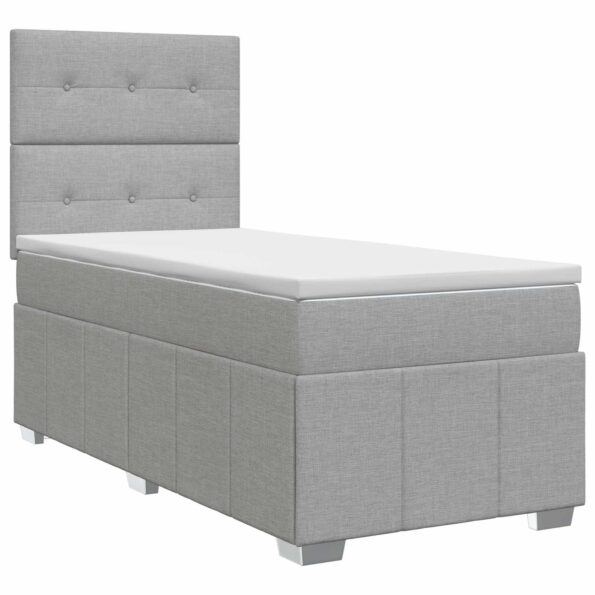 vidaXL Posteľ boxspring s matracom Svetlosivá 100 x 200 cm Látka – Obrázok 2