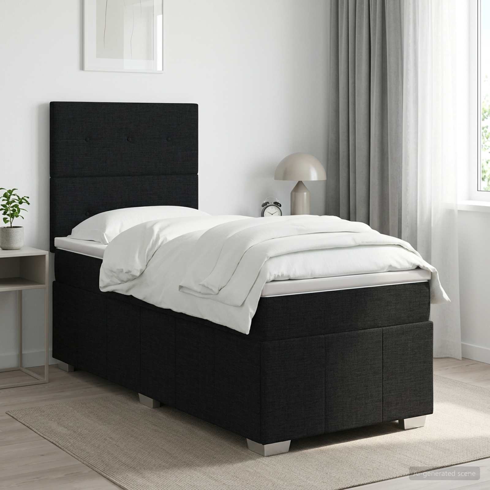 3454073_1.jpg vidaXL Posteľ boxspring s matracom Čierna 100 x 200 cm Látka – Obrázok 1