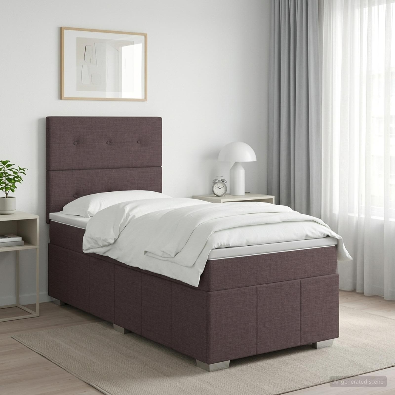 3454074_1.jpg vidaXL Posteľ boxspring s matracom Tmavohnedá 100 x 200 cm Látka – Obrázok 1