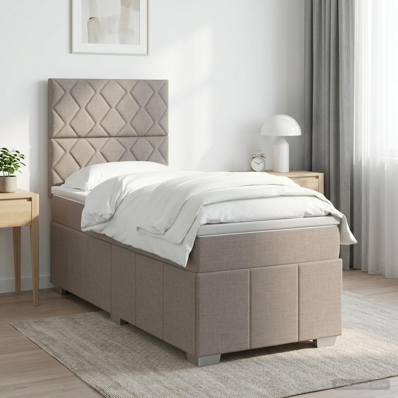 3454082_1.jpg vidaXL Posteľ boxspring s matracom Sivohnedá 100 x 200 cm Látka – Obrázok 1