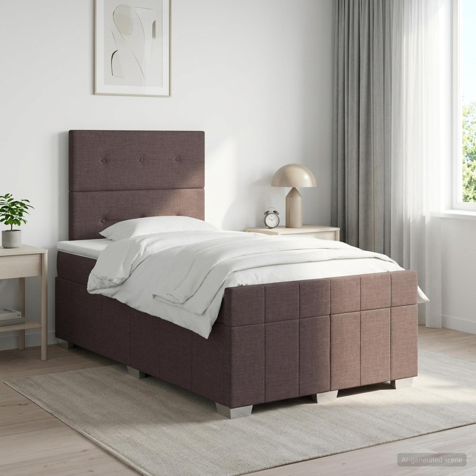 3454095_1.jpg vidaXL Posteľ boxspring s matracom Tmavohnedá 120 x 190 cm Látka – Obrázok 1