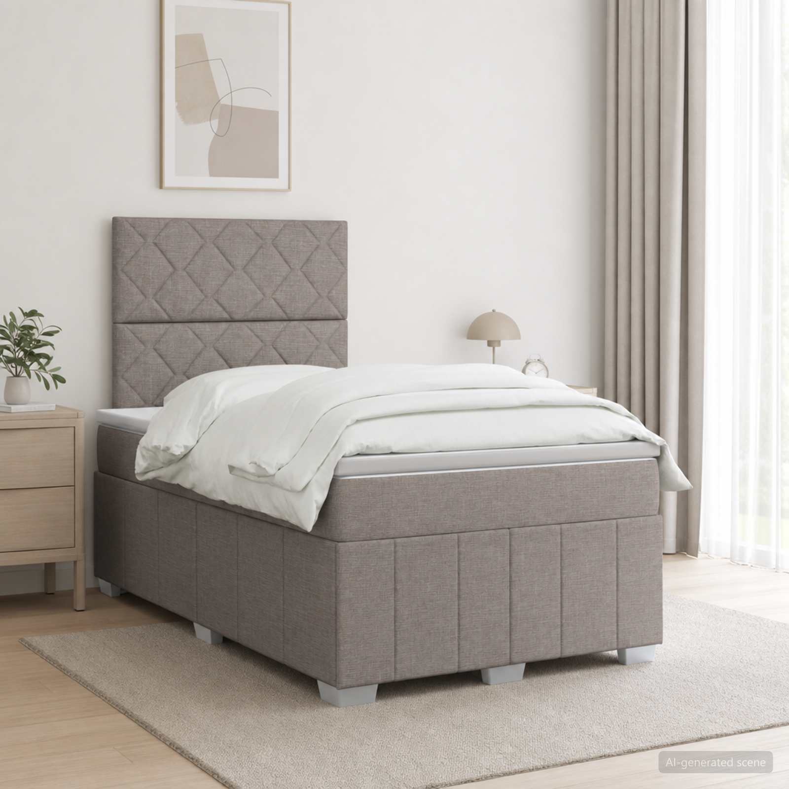 3454103_1.jpg vidaXL Posteľ boxspring s matracom Sivohnedá 120 x 190 cm Látka – Obrázok 1