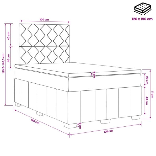 vidaXL Posteľ boxspring s matracom Sivohnedá 120 x 190 cm Látka – Obrázok 11