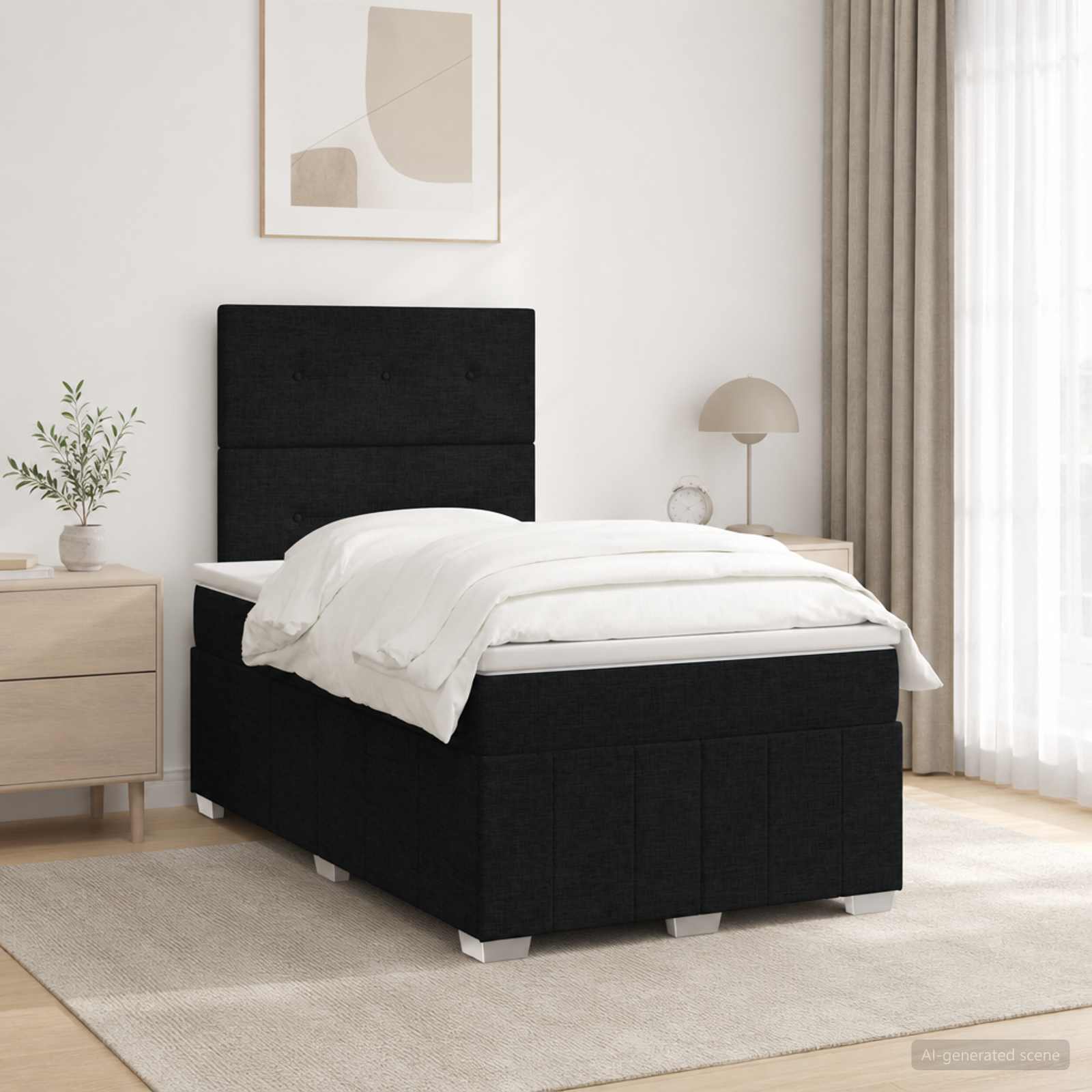 3454115_1.jpg vidaXL Posteľ boxspring s matracom Čierna 120 x 200 cm Látka – Obrázok 1