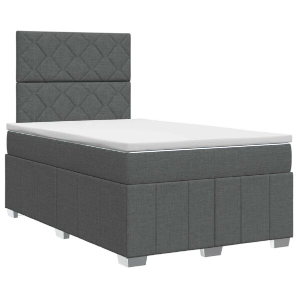 vidaXL Posteľ boxspring s matracom Tmavosivá 120 x 200 cm Látka – Obrázok 2