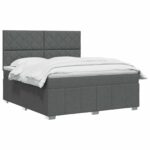 vidaXL Posteľ boxspring s matracom Tmavosivá 140 x 190 cm Látka – Obrázok 3