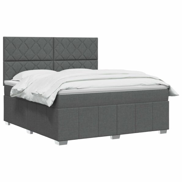 vidaXL Posteľ boxspring s matracom Tmavosivá 140 x 190 cm Látka – Obrázok 3