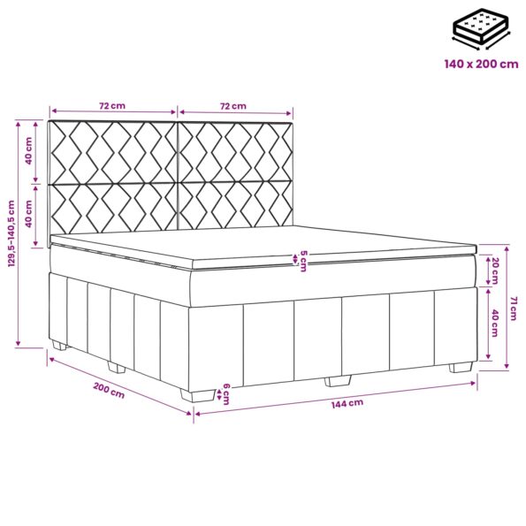 vidaXL Posteľ boxspring s matracom Sivohnedá 140 x 200 cm Látka – Obrázok 11