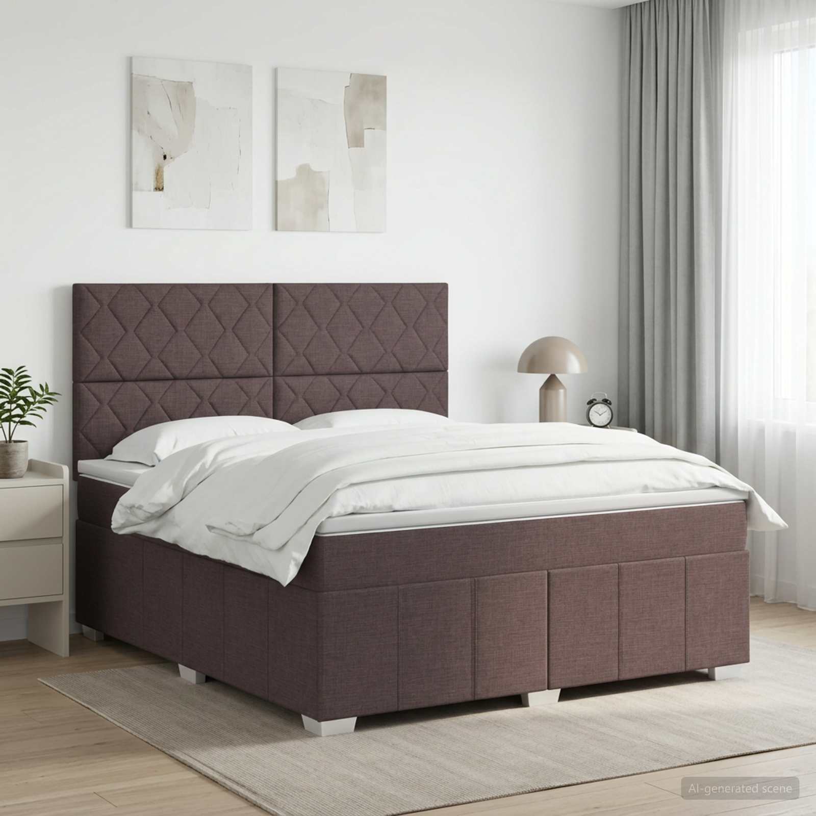 3454186_1.jpg vidaXL Posteľ boxspring s matracom Tmavohnedá 160 x 200 cm Látka – Obrázok 1