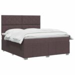 vidaXL Posteľ boxspring s matracom Tmavohnedá 160 x 200 cm Látka – Obrázok 3