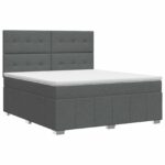 vidaXL Posteľ boxspring s matracom Tmavosivá 180 x 200 cm Látka – Obrázok 2