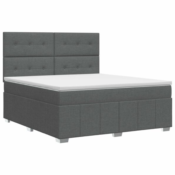 vidaXL Posteľ boxspring s matracom Tmavosivá 180 x 200 cm Látka – Obrázok 2