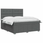 vidaXL Posteľ boxspring s matracom Tmavosivá 180 x 200 cm Látka – Obrázok 3