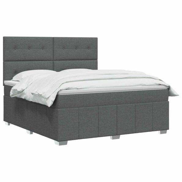vidaXL Posteľ boxspring s matracom Tmavosivá 180 x 200 cm Látka – Obrázok 3