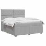 vidaXL Posteľ boxspring s matracom Svetlosivá 180 x 200 cm Látka – Obrázok 3