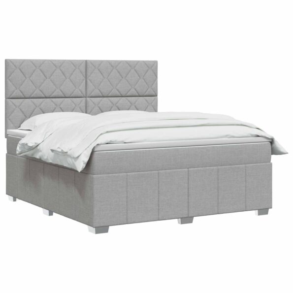 vidaXL Posteľ boxspring s matracom Svetlosivá 180 x 200 cm Látka – Obrázok 3