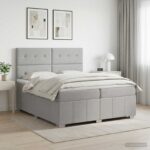 vidaXL Posteľ boxspring s matracom Svetlosivá 200 x 200 cm Látka