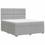 vidaXL Posteľ boxspring s matracom Svetlosivá 200 x 200 cm Látka – Obrázok 2