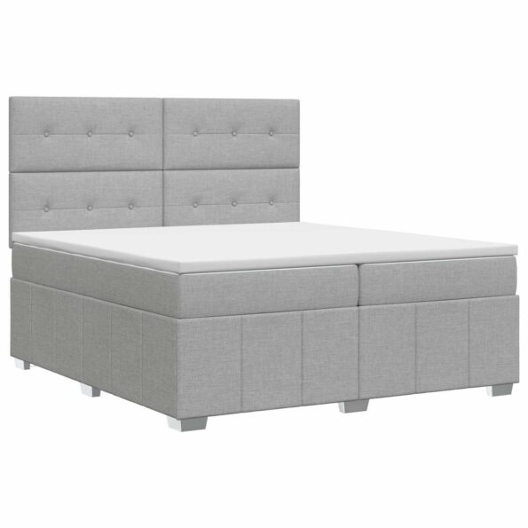 vidaXL Posteľ boxspring s matracom Svetlosivá 200 x 200 cm Látka – Obrázok 2