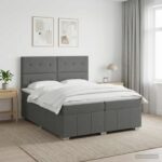 vidaXL Posteľ boxspring s matracom Tmavosivá 200 x 200 cm Látka