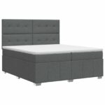 vidaXL Posteľ boxspring s matracom Tmavosivá 200 x 200 cm Látka – Obrázok 2