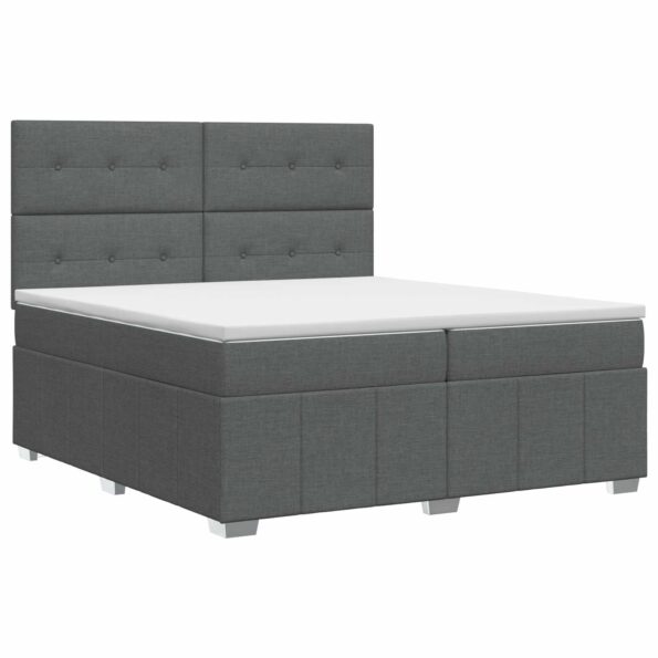 vidaXL Posteľ boxspring s matracom Tmavosivá 200 x 200 cm Látka – Obrázok 2