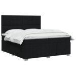 vidaXL Posteľ boxspring s matracom Čierna 200 x 200 cm Látka – Obrázok 3
