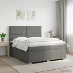 vidaXL Posteľ boxspring s matracom Tmavosivá 200 x 200 cm Látka