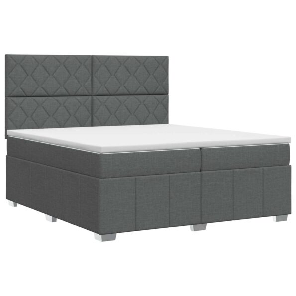 vidaXL Posteľ boxspring s matracom Tmavosivá 200 x 200 cm Látka – Obrázok 2