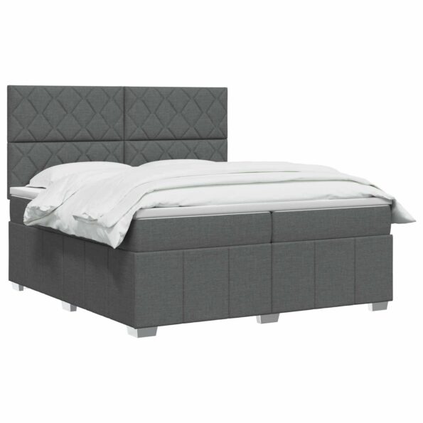 vidaXL Posteľ boxspring s matracom Tmavosivá 200 x 200 cm Látka – Obrázok 3