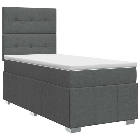 vidaXL Posteľ boxspring s matracom Tmavosivá Jednoduchý Látka – Obrázok 2