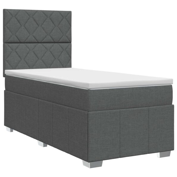 vidaXL Posteľ boxspring s matracom Tmavosivá Jednoduchý Látka – Obrázok 2