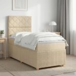vidaXL Posteľ boxspring s matracom Krémová 80 x 200 cm Látka