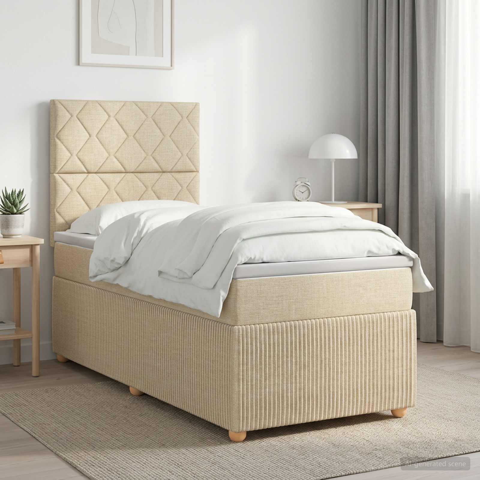 3454275_1.jpg vidaXL Posteľ boxspring s matracom Krémová 80 x 200 cm Látka – Obrázok 1