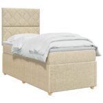 vidaXL Posteľ boxspring s matracom Krémová 80 x 200 cm Látka – Obrázok 3