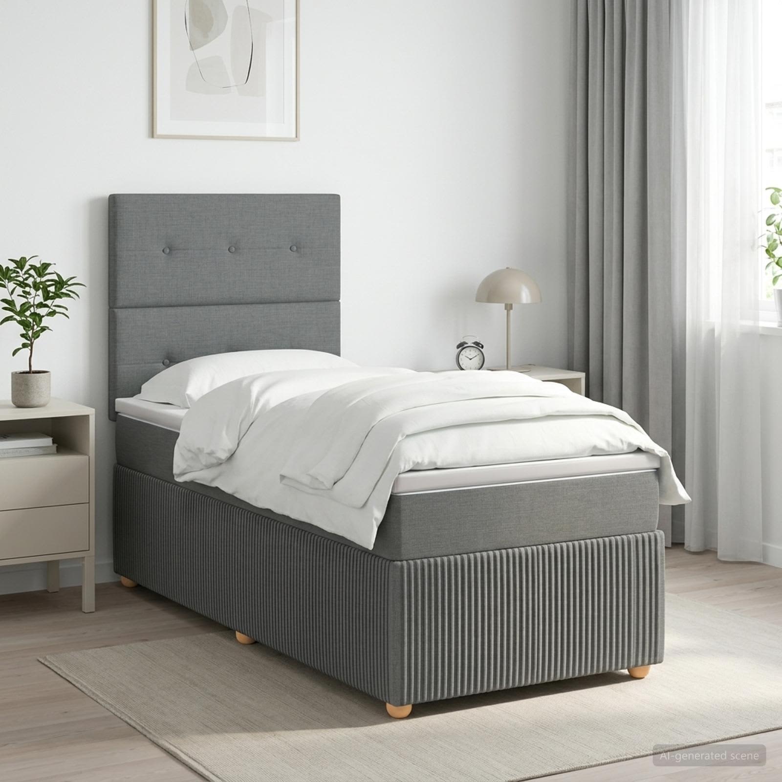 3454285_1.jpg vidaXL Posteľ boxspring s matracom Tmavosivá 90 x 190 cm Látka – Obrázok 1