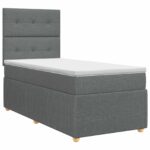 vidaXL Posteľ boxspring s matracom Tmavosivá 90 x 190 cm Látka – Obrázok 2
