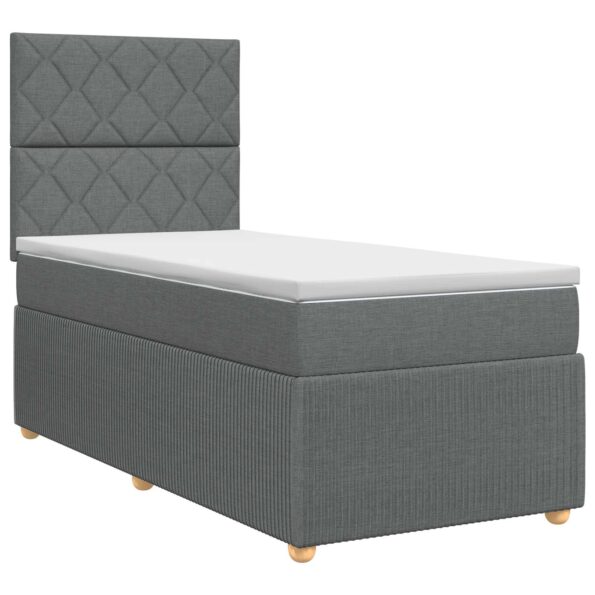 vidaXL Posteľ boxspring s matracom Tmavosivá 90 x 190 cm Látka – Obrázok 2