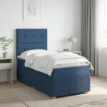 vidaXL Posteľ boxspring s matracom Modrá 90 x 200 cm Látka