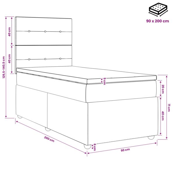 vidaXL Posteľ boxspring s matracom Modrá 90 x 200 cm Látka – Obrázok 11