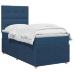 vidaXL Posteľ boxspring s matracom Modrá 90 x 200 cm Látka – Obrázok 3