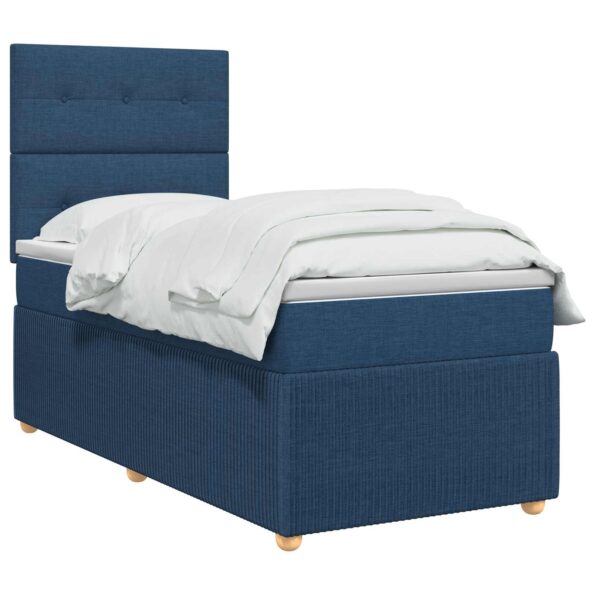 vidaXL Posteľ boxspring s matracom Modrá 90 x 200 cm Látka – Obrázok 3