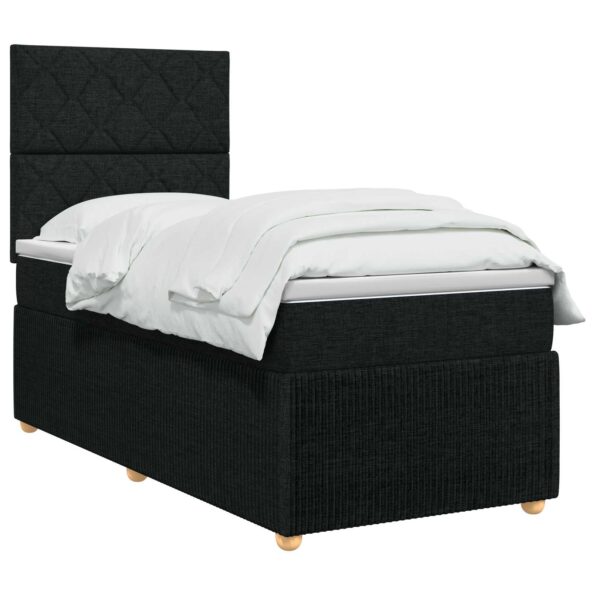 vidaXL Posteľ boxspring s matracom Čierna 90 x 200 cm Látka – Obrázok 3