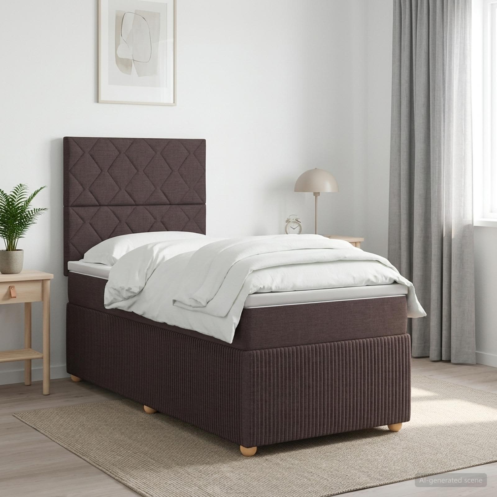 3454315_1.jpg vidaXL Posteľ boxspring s matracom Tmavohnedá 90 x 200 cm Látka – Obrázok 1