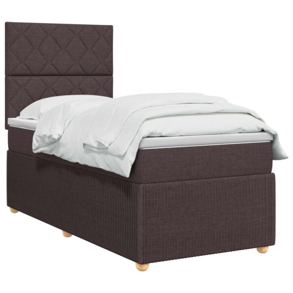 vidaXL Posteľ boxspring s matracom Tmavohnedá 90 x 200 cm Látka – Obrázok 3