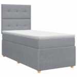 vidaXL Posteľ boxspring s matracom Svetlosivá 100 x 200 cm Látka – Obrázok 2