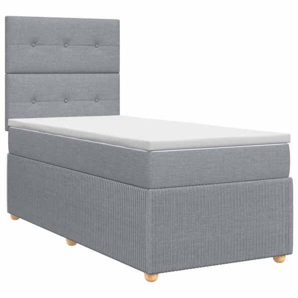 vidaXL Posteľ boxspring s matracom Svetlosivá 100 x 200 cm Látka – Obrázok 2
